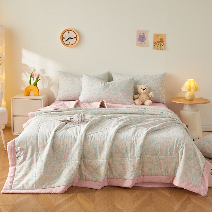 91家纺网 家纺一手货源 找家纺 海洋家纺 2026新款全棉双层纱夏被被子被芯 花千朵