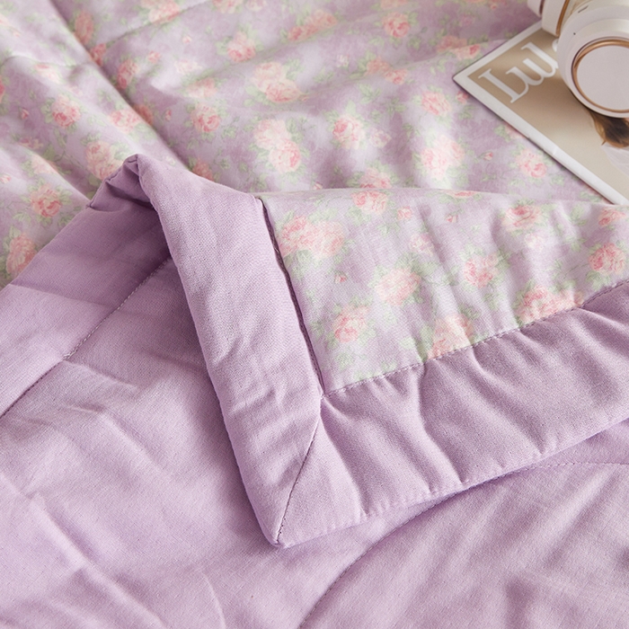 91家纺网 家纺一手货源 找家纺 海洋家纺 2026新款全棉双层纱夏被被子被芯 罗曼 紫