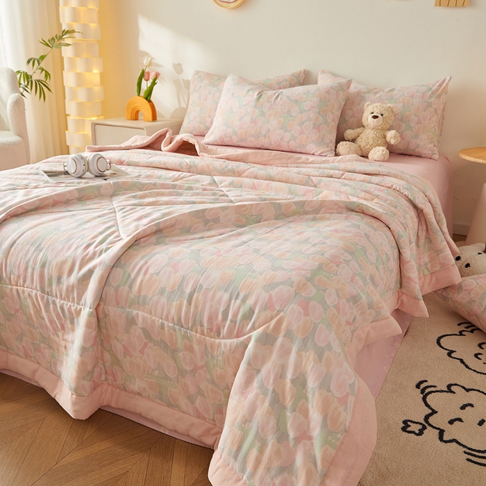 91家纺网 家纺一手货源 找家纺 海洋家纺 2026新款全棉双层纱夏被被子被芯 郁见