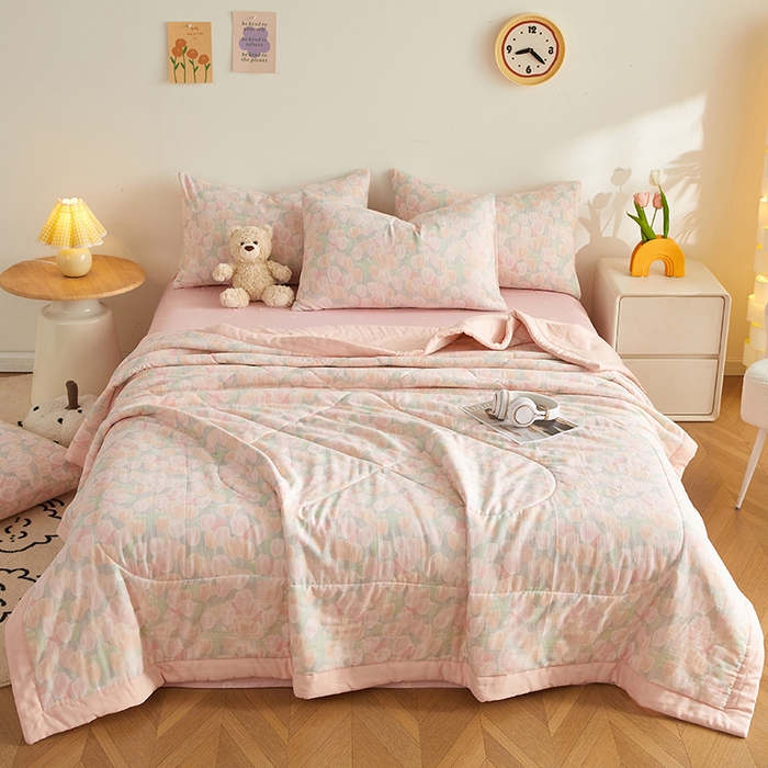 91家纺网 家纺一手货源 找家纺 海洋家纺 2026新款全棉双层纱夏被被子被芯 郁见