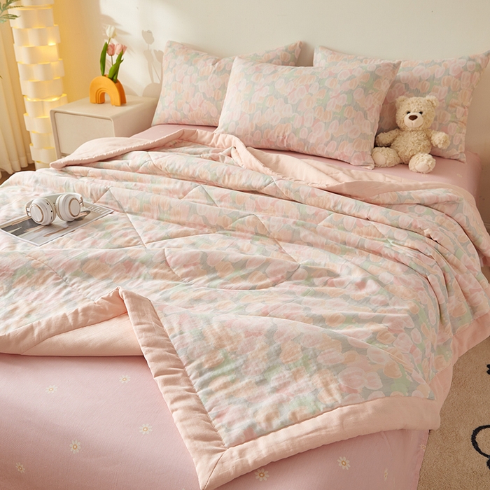 91家纺网 家纺一手货源 找家纺 海洋家纺 2026新款全棉双层纱夏被被子被芯 郁见