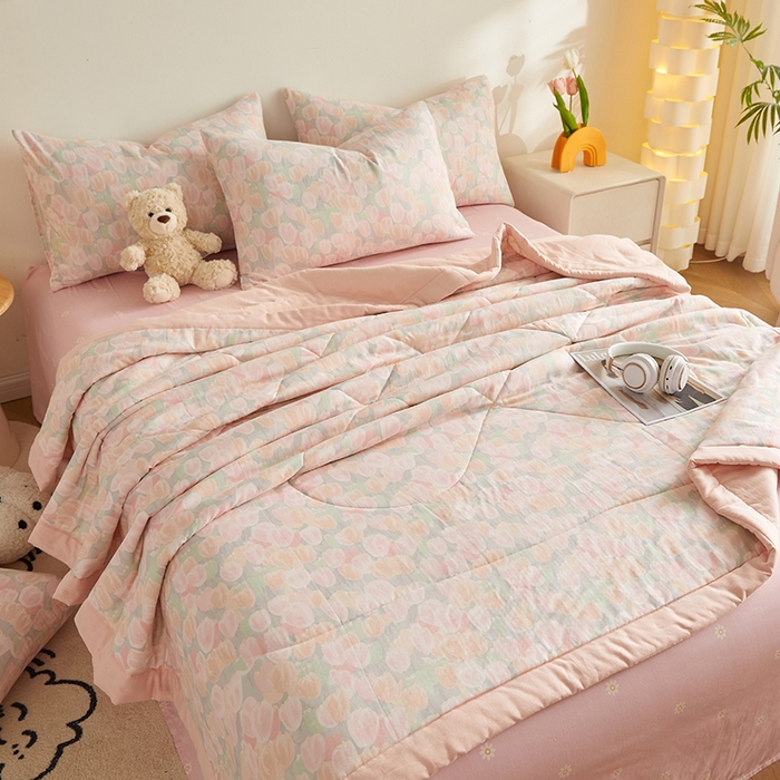 91家纺网 家纺一手货源 找家纺 海洋家纺 2026新款全棉双层纱夏被被子被芯 郁见