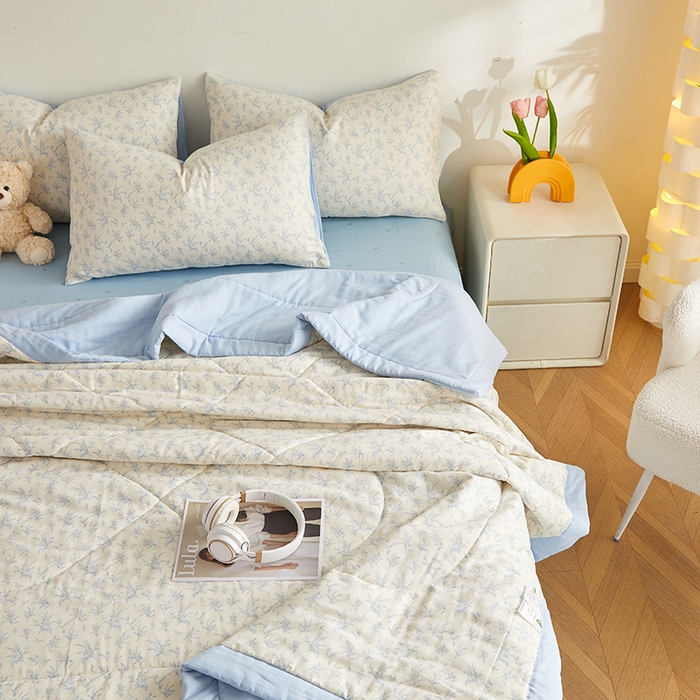 91家纺网 家纺一手货源 找家纺 海洋家纺 2026新款全棉双层纱夏被被子被芯 诺言