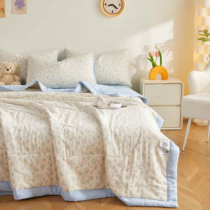 91家纺网 家纺一手货源 找家纺 海洋家纺 2026新款全棉双层纱夏被被子被芯 诺言