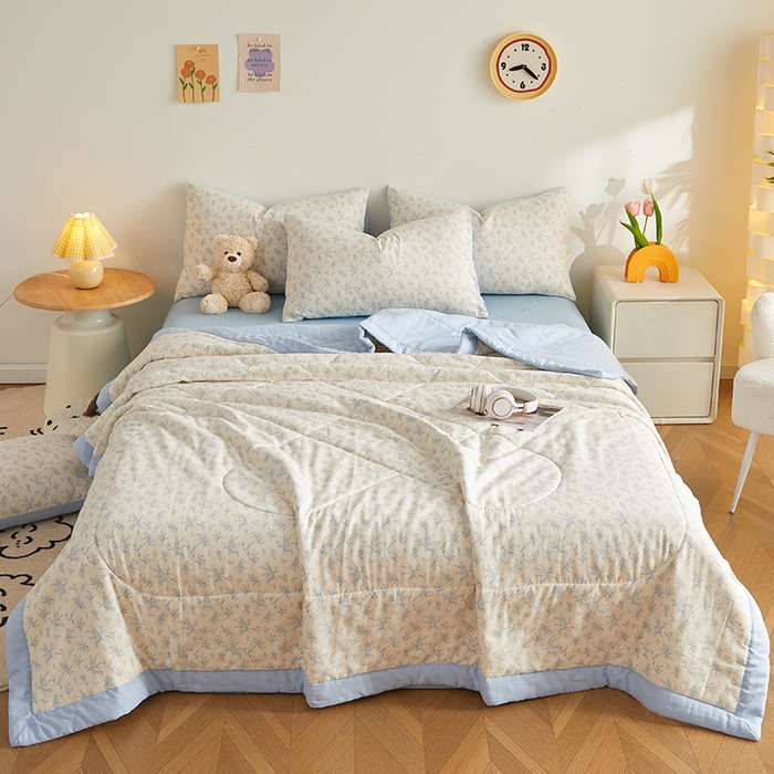 91家纺网 家纺一手货源 找家纺 海洋家纺 2026新款全棉双层纱夏被被子被芯 诺言