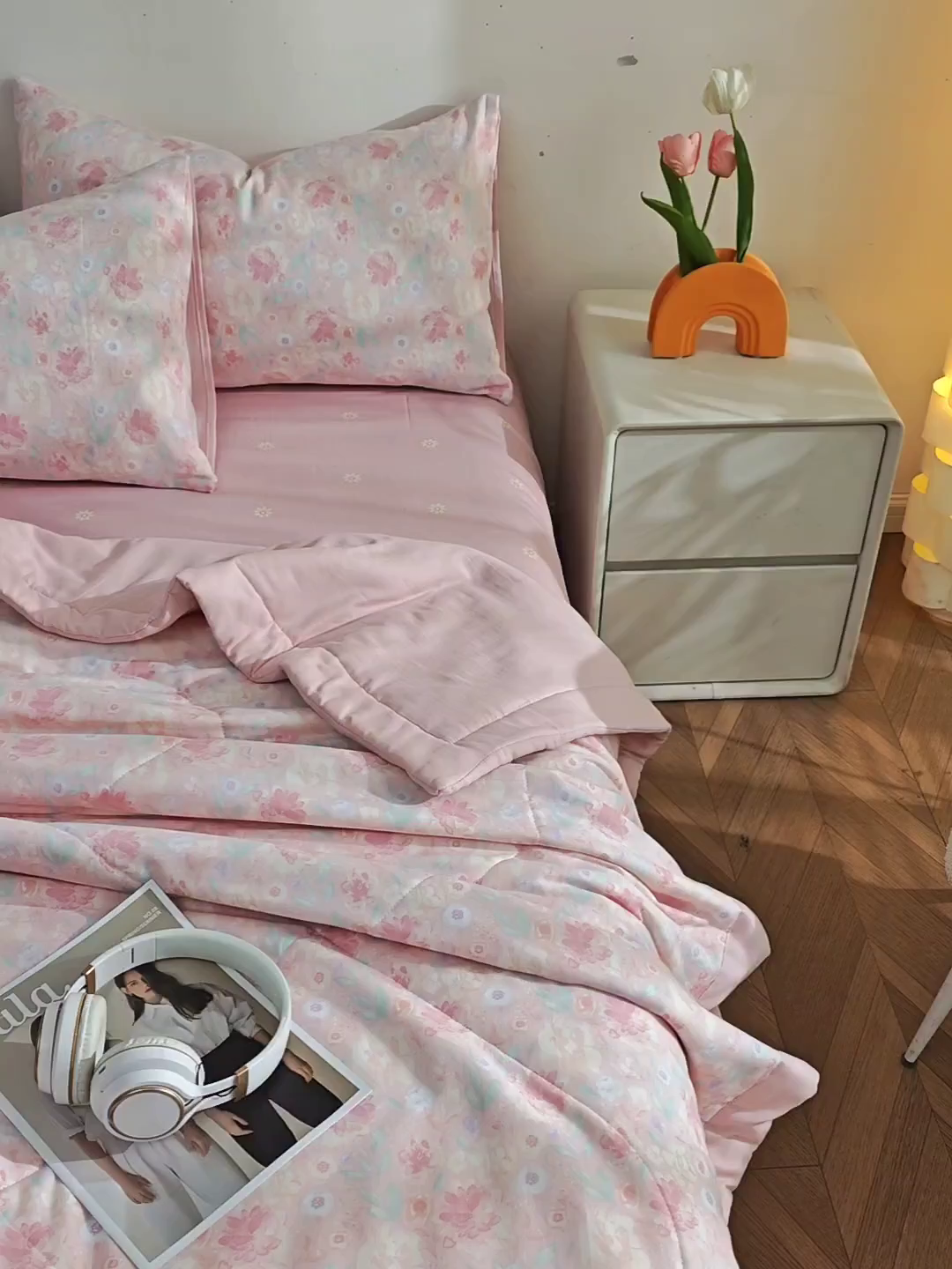 91家纺网 家纺一手货源 找家纺 海洋家纺 2026新款全棉双层纱夏被被子被芯 芙蓉 粉