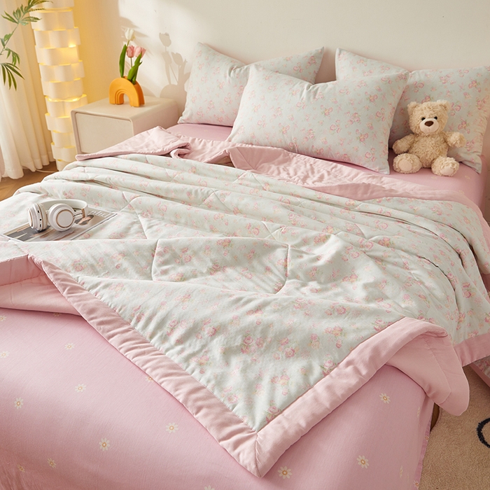 91家纺网 家纺一手货源 找家纺 海洋家纺 2026新款全棉双层纱夏被被子被芯 米兰