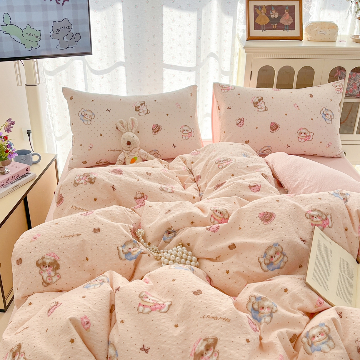 91家纺网 家纺一手货源 找家纺 瑞钰 2026新款直播热款高品质高克重泡泡纱泡芙纱四件套 我的宝贝