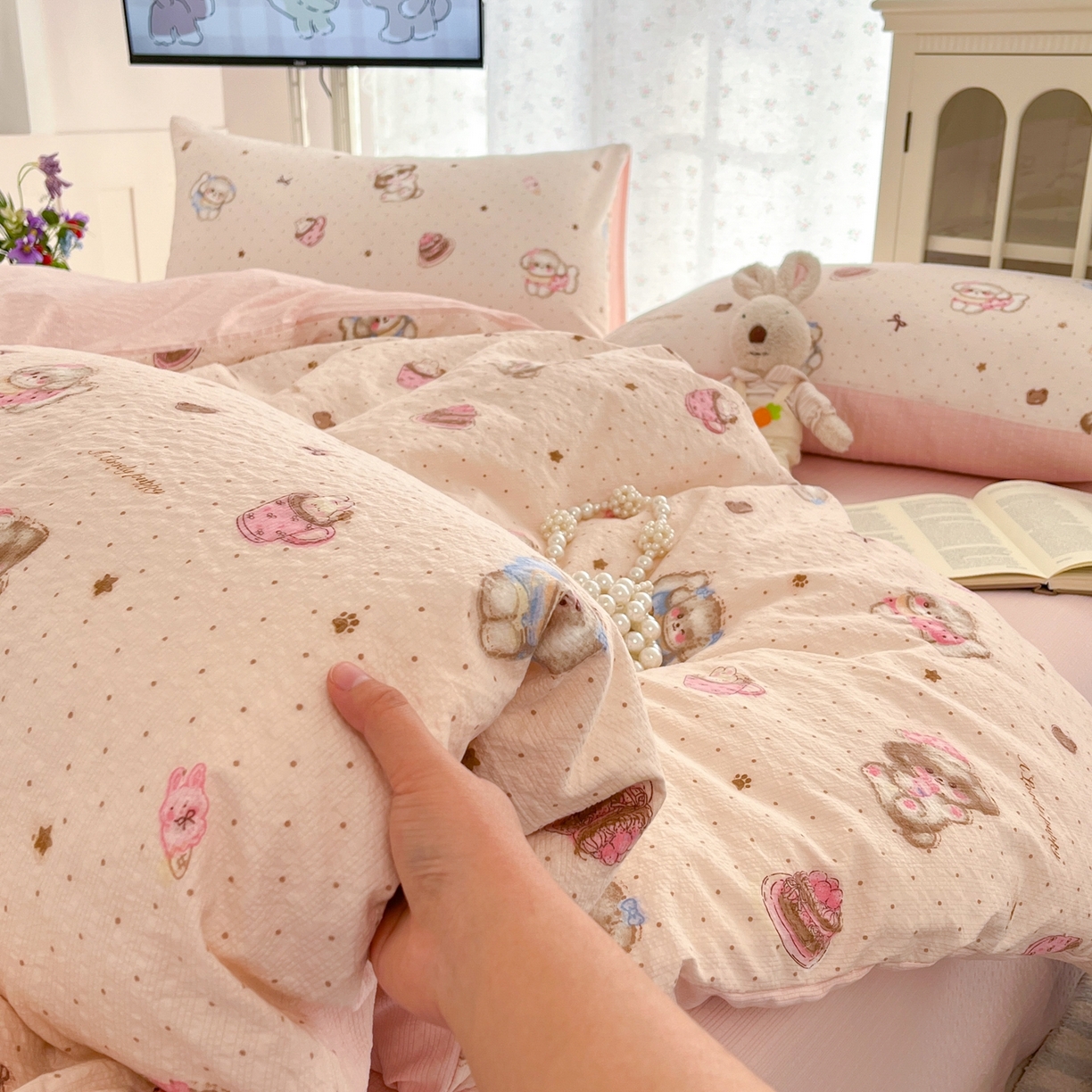 91家纺网 家纺一手货源 找家纺 瑞钰 2026新款直播热款高品质高克重泡泡纱泡芙纱四件套 我的宝贝