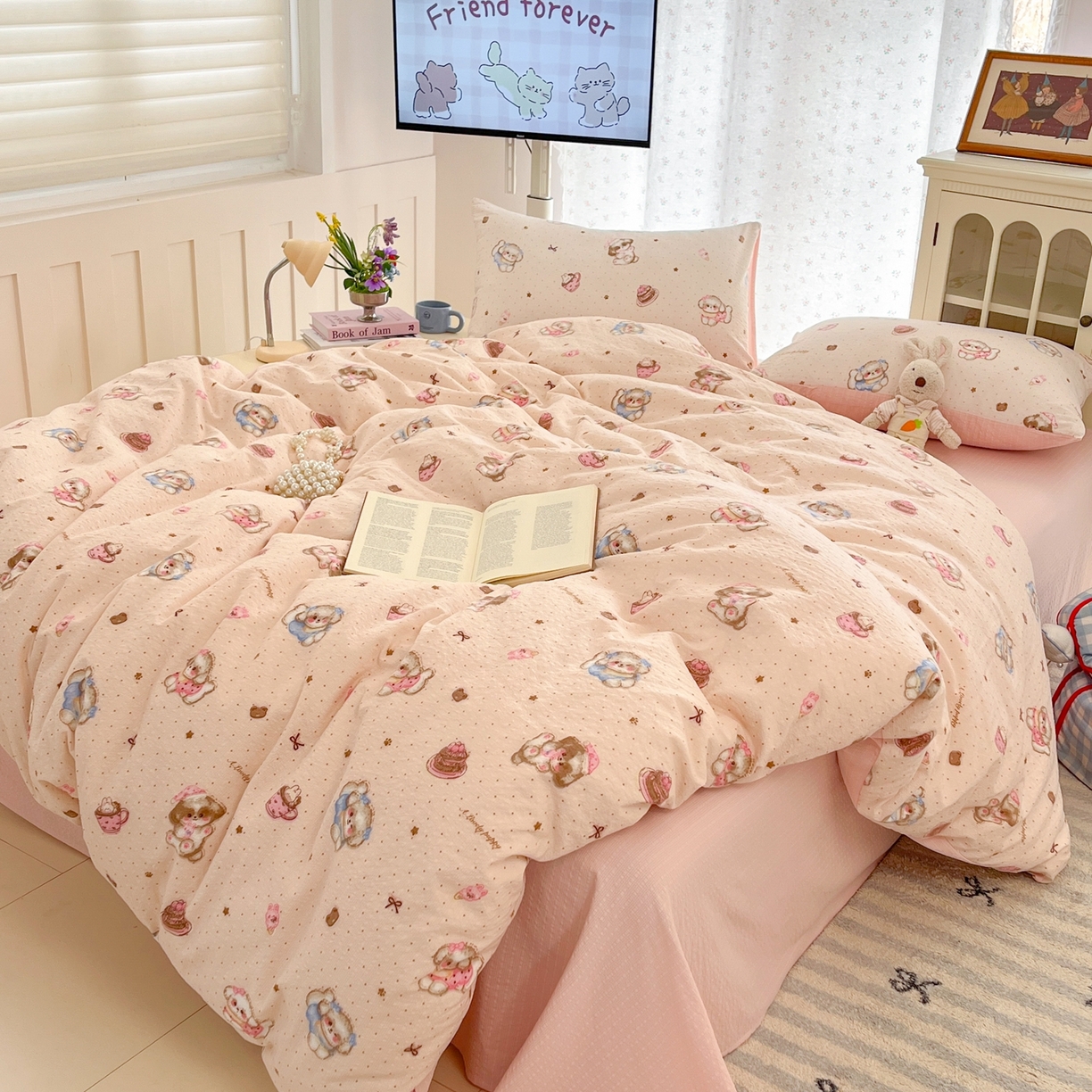 91家纺网 家纺一手货源 找家纺 瑞钰 2026新款直播热款高品质高克重泡泡纱泡芙纱四件套 我的宝贝