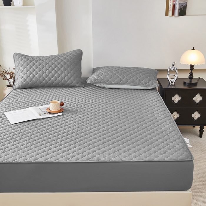 91家纺网 家纺一手货源 找家纺 三盛源 2026新款防水夹棉床笠单件A类防尘隔尿罩家用单双人床垫席梦思全包保护罩-缤纷系列（支持小批量定制尺寸） 缤纷系列-浅灰