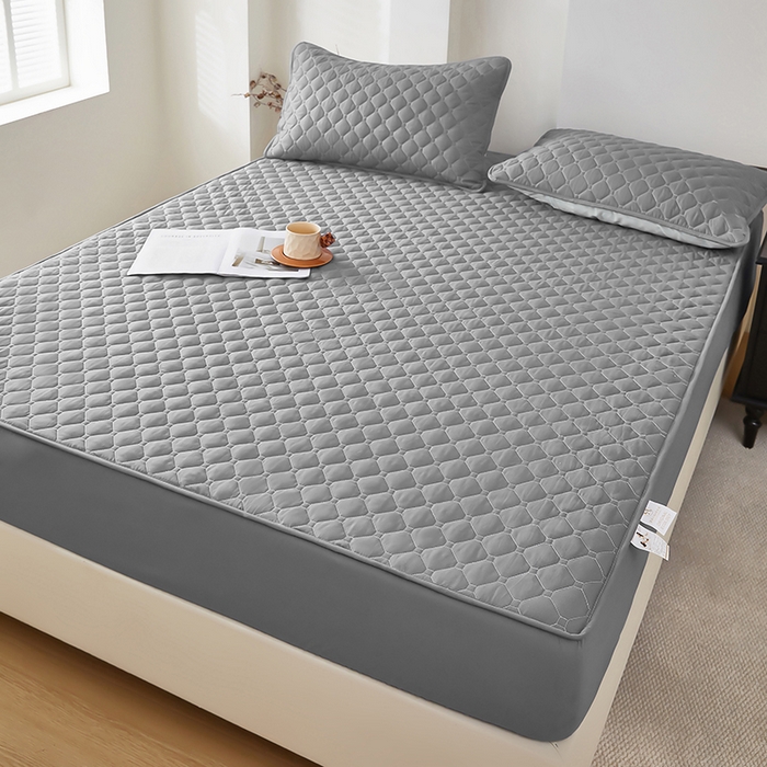 91家纺网 家纺一手货源 找家纺 三盛源 2026新款防水夹棉床笠单件A类防尘隔尿罩家用单双人床垫席梦思全包保护罩-缤纷系列（支持小批量定制尺寸） 缤纷系列-浅灰