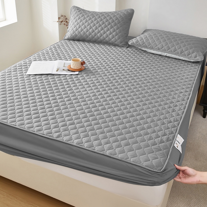 91家纺网 家纺一手货源 找家纺 三盛源 2026新款防水夹棉床笠单件A类防尘隔尿罩家用单双人床垫席梦思全包保护罩-缤纷系列（支持小批量定制尺寸） 缤纷系列-浅灰