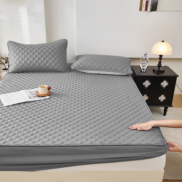 91家纺网 家纺一手货源 找家纺 三盛源 2026新款防水夹棉床笠单件A类防尘隔尿罩家用单双人床垫席梦思全包保护罩-缤纷系列（支持小批量定制尺寸） 缤纷系列-浅灰