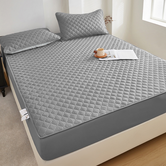 91家纺网 家纺一手货源 找家纺 三盛源 2026新款防水夹棉床笠单件A类防尘隔尿罩家用单双人床垫席梦思全包保护罩-缤纷系列（支持小批量定制尺寸） 缤纷系列-浅灰