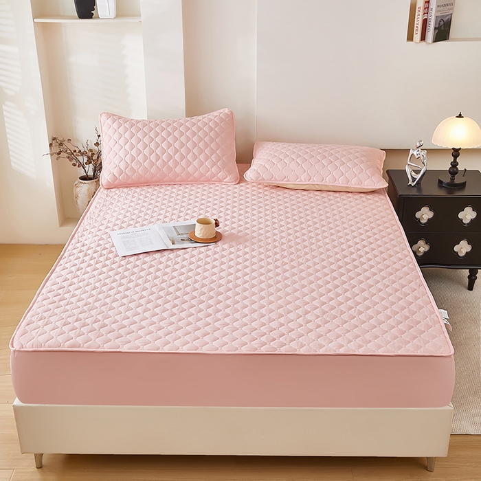 91家纺网 家纺一手货源 找家纺 三盛源 2026新款防水夹棉床笠单件A类防尘隔尿罩家用单双人床垫席梦思全包保护罩-缤纷系列（支持小批量定制尺寸） 缤纷系列-嫩粉