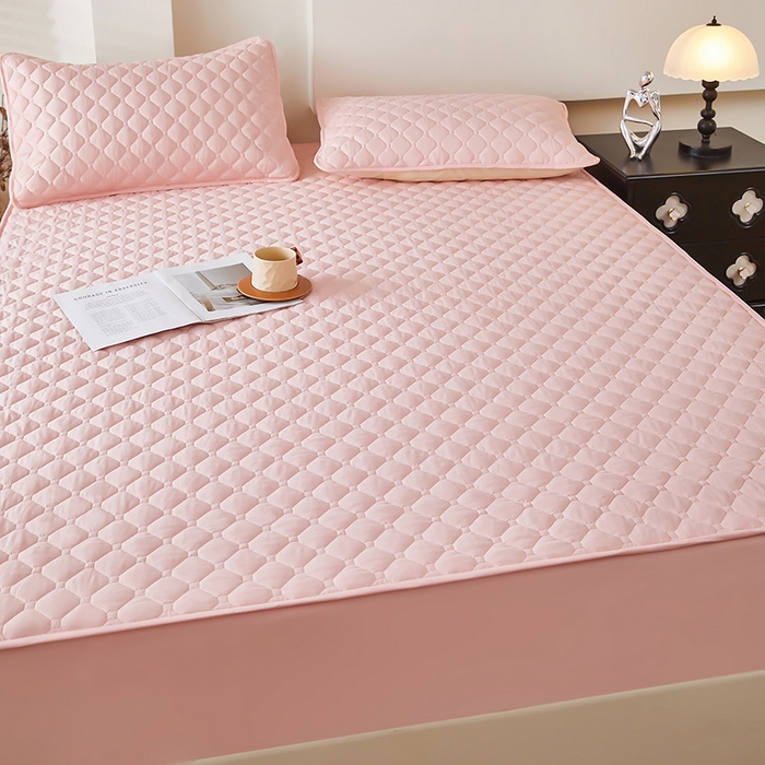 91家纺网 家纺一手货源 找家纺 三盛源 2026新款防水夹棉床笠单件A类防尘隔尿罩家用单双人床垫席梦思全包保护罩-缤纷系列（支持小批量定制尺寸） 缤纷系列-嫩粉