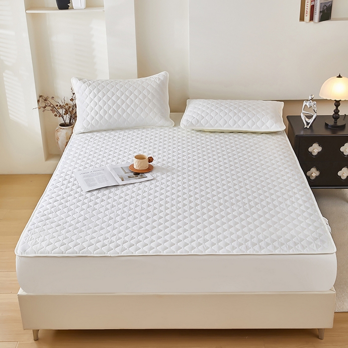 91家纺网 家纺一手货源 找家纺 三盛源 2026新款防水夹棉床笠单件A类防尘隔尿罩家用单双人床垫席梦思全包保护罩-缤纷系列（支持小批量定制尺寸） 缤纷系列-象牙白