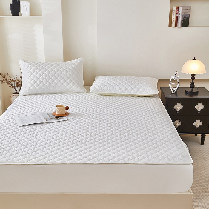 91家纺网 家纺一手货源 找家纺 三盛源 2026新款防水夹棉床笠单件A类防尘隔尿罩家用单双人床垫席梦思全包保护罩-缤纷系列（支持小批量定制尺寸） 缤纷系列-象牙白