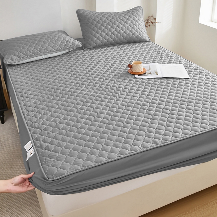 91家纺网 家纺一手货源 找家纺 三盛源 2026新款防水夹棉床笠单件A类防尘隔尿罩家用单双人床垫席梦思全包保护罩-缤纷系列（支持小批量定制尺寸） 缤纷系列-浅灰