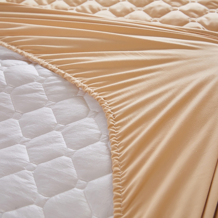 91家纺网 家纺一手货源 找家纺 三盛源 2026新款防水夹棉床笠单件A类防尘隔尿罩家用单双人床垫席梦思全包保护罩-缤纷系列（支持小批量定制尺寸） 缤纷系列-驼色