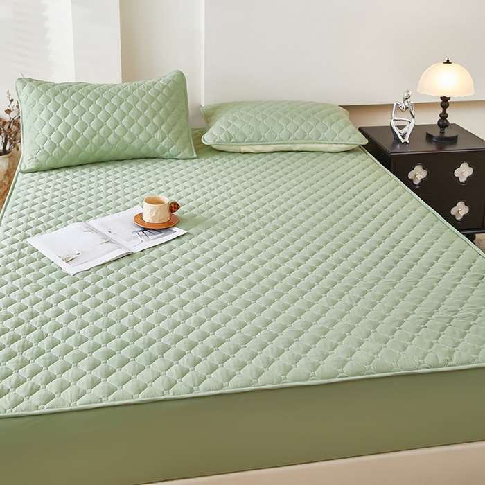 91家纺网 家纺一手货源 找家纺 三盛源 2026新款防水夹棉床笠单件A类防尘隔尿罩家用单双人床垫席梦思全包保护罩-缤纷系列（支持小批量定制尺寸） 缤纷系列-芥末绿