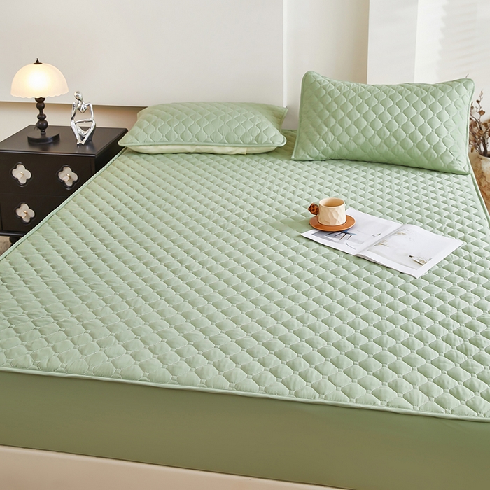 91家纺网 家纺一手货源 找家纺 三盛源 2026新款防水夹棉床笠单件A类防尘隔尿罩家用单双人床垫席梦思全包保护罩-缤纷系列（支持小批量定制尺寸） 缤纷系列-芥末绿