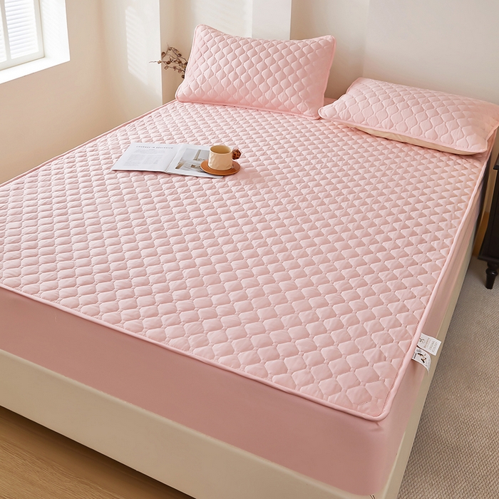 91家纺网 家纺一手货源 找家纺 三盛源 2026新款防水夹棉床笠单件A类防尘隔尿罩家用单双人床垫席梦思全包保护罩-缤纷系列（支持小批量定制尺寸） 缤纷系列-嫩粉