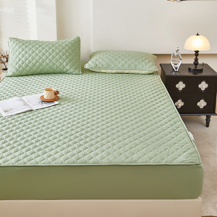 91家纺网 家纺一手货源 找家纺 三盛源 2026新款防水夹棉床笠单件A类防尘隔尿罩家用单双人床垫席梦思全包保护罩-缤纷系列（支持小批量定制尺寸） 缤纷系列-芥末绿