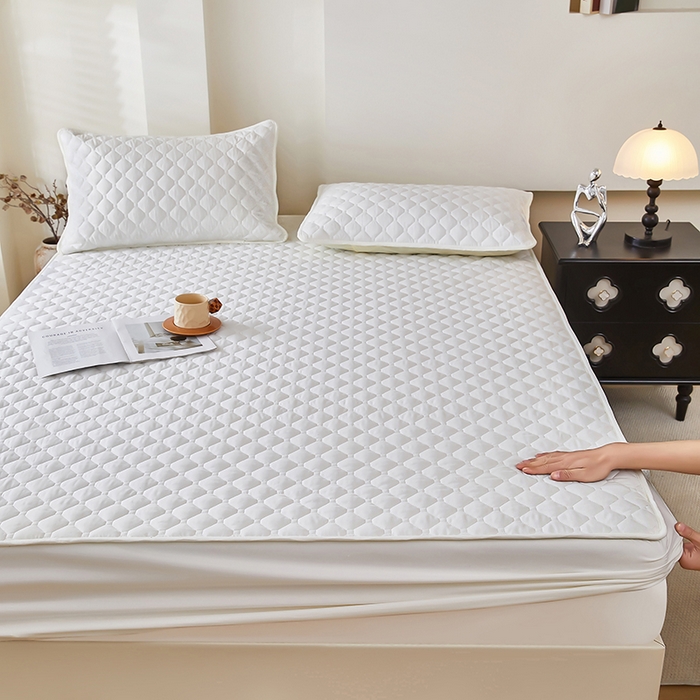 91家纺网 家纺一手货源 找家纺 三盛源 2026新款防水夹棉床笠单件A类防尘隔尿罩家用单双人床垫席梦思全包保护罩-缤纷系列（支持小批量定制尺寸） 缤纷系列-象牙白