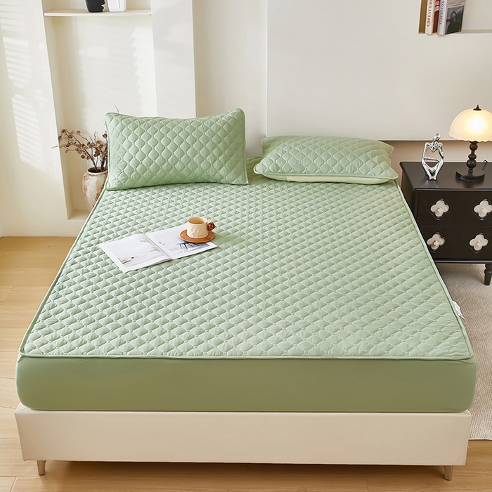 91家纺网 家纺一手货源 找家纺 三盛源 2026新款防水夹棉床笠单件A类防尘隔尿罩家用单双人床垫席梦思全包保护罩-缤纷系列（支持小批量定制尺寸） 缤纷系列-芥末绿