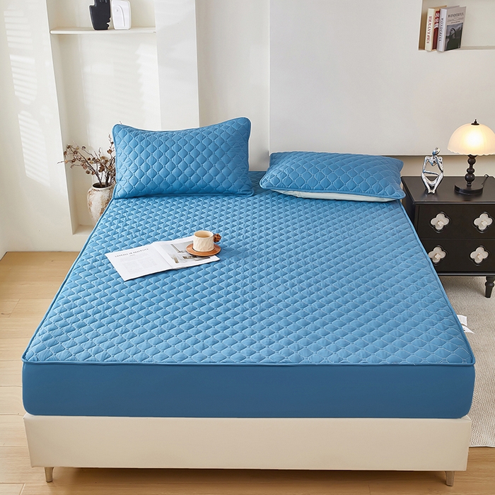 91家纺网 家纺一手货源 找家纺 三盛源 2026新款防水夹棉床笠单件A类防尘隔尿罩家用单双人床垫席梦思全包保护罩-缤纷系列（支持小批量定制尺寸） 缤纷系列-深海蓝