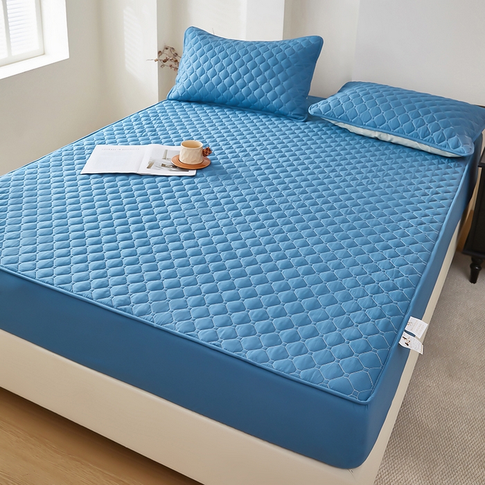 91家纺网 家纺一手货源 找家纺 三盛源 2026新款防水夹棉床笠单件A类防尘隔尿罩家用单双人床垫席梦思全包保护罩-缤纷系列（支持小批量定制尺寸） 缤纷系列-深海蓝