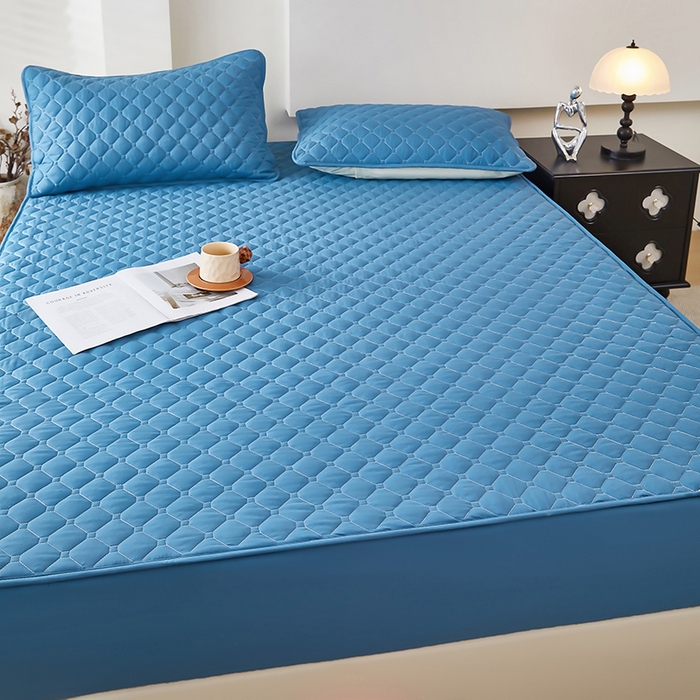 91家纺网 家纺一手货源 找家纺 三盛源 2026新款防水夹棉床笠单件A类防尘隔尿罩家用单双人床垫席梦思全包保护罩-缤纷系列（支持小批量定制尺寸） 缤纷系列-深海蓝