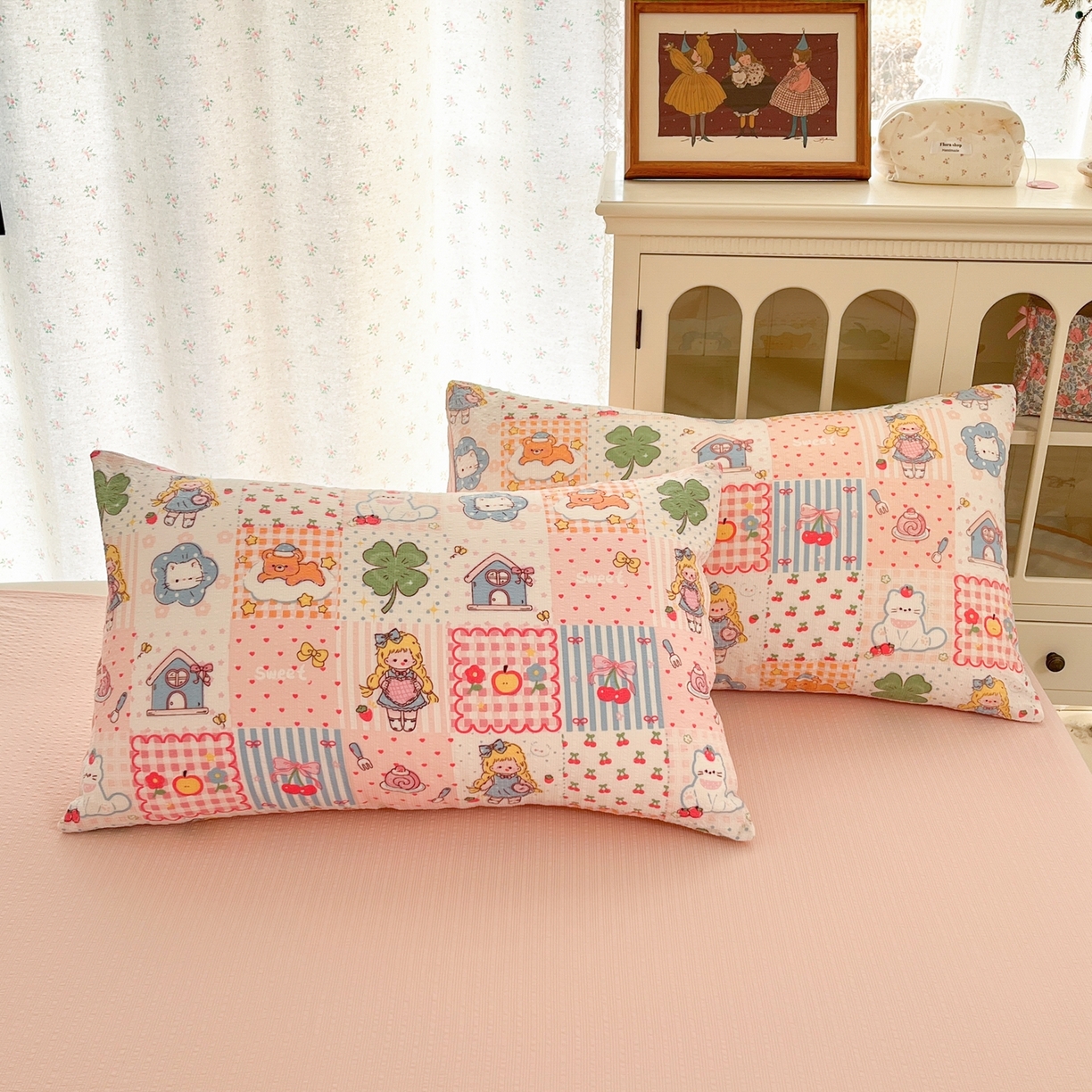 91家纺网 家纺一手货源 找家纺 瑞钰 2026新款直播热款高品质高克重泡泡纱泡芙纱四件套 小公主