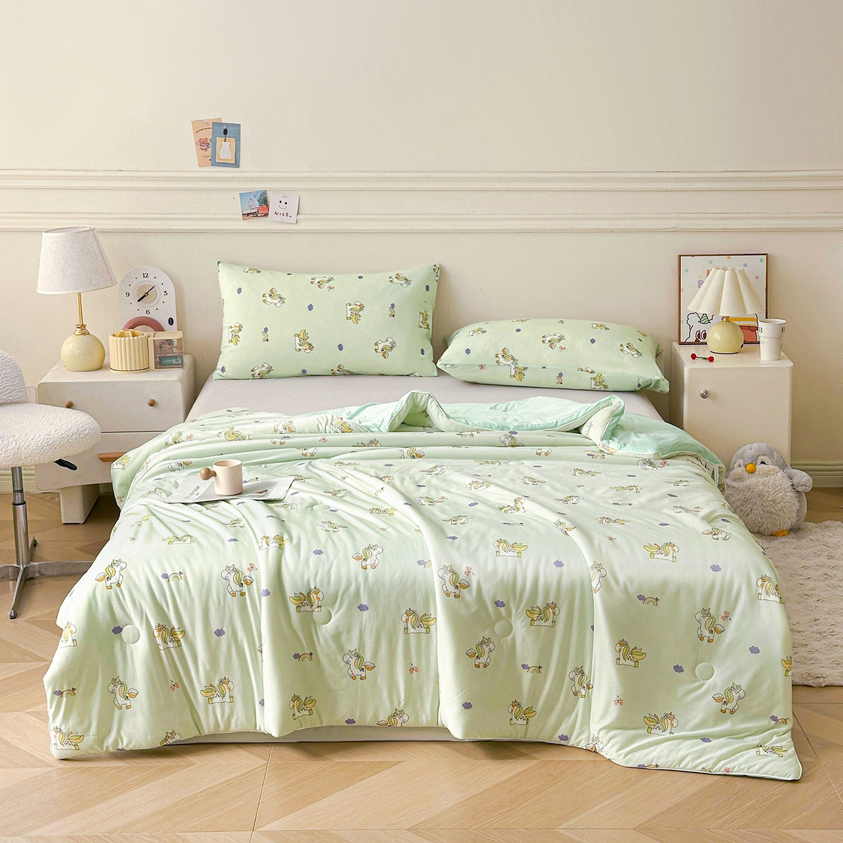 91家纺网 家纺一手货源 找家纺 悦织语 2026新款凉感丝（含氨纶）双面凉感冰丝夏凉被空调被 好运加马