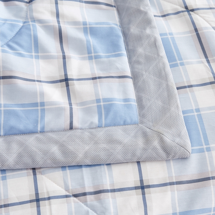 91家纺网 家纺一手货源 找家纺 海洋家纺 2026新款A类里外全棉棉花夏被-格子系列 风格二 格调 兰