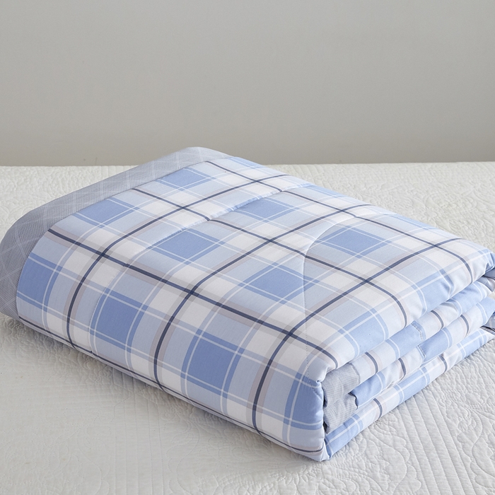 91家纺网 家纺一手货源 找家纺 海洋家纺 2026新款A类里外全棉棉花夏被-格子系列 风格二 格调 兰