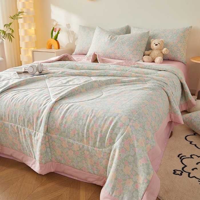 91家纺网 家纺一手货源 找家纺 海洋家纺 2026新款全棉双层纱夏被被子被芯 花千朵