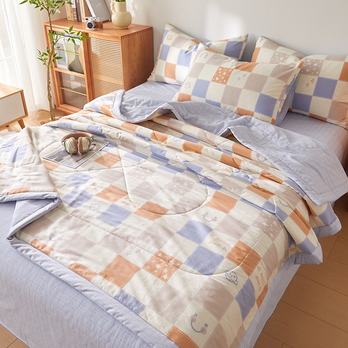 91家纺网 家纺一手货源 找家纺 海洋家纺 2026新款A类里外全棉棉花夏被-格子系列 风格二 格瑞斯