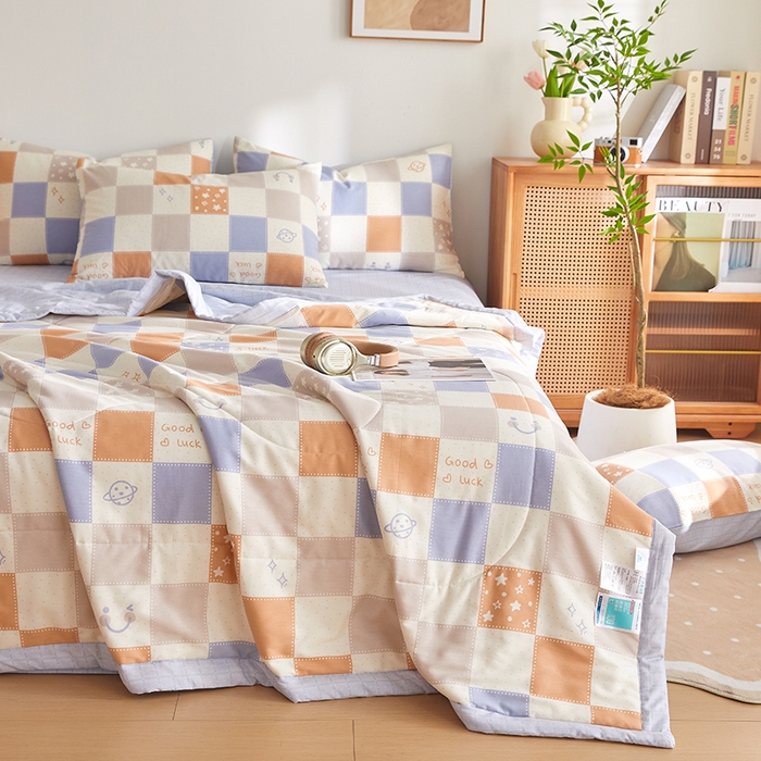 91家纺网 家纺一手货源 找家纺 海洋家纺 2026新款A类里外全棉棉花夏被-格子系列 风格二 格瑞斯