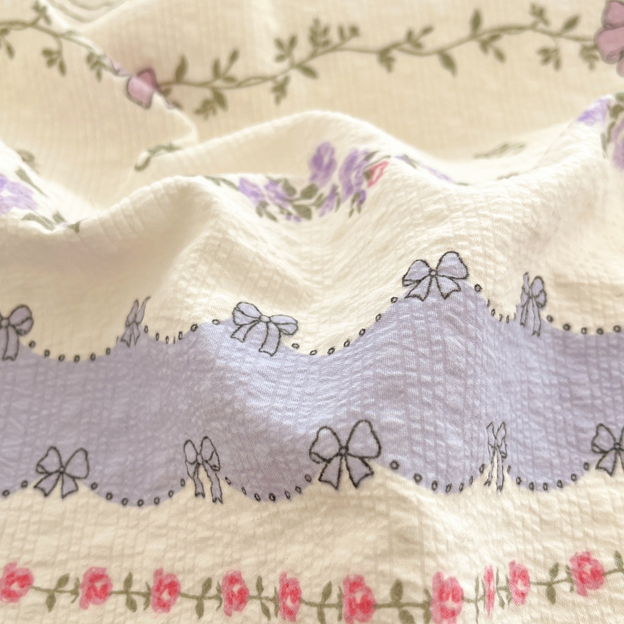 91家纺网 家纺一手货源 找家纺 瑞钰 2026新款直播热款高品质高克重泡泡纱泡芙纱四件套 庄园小姐