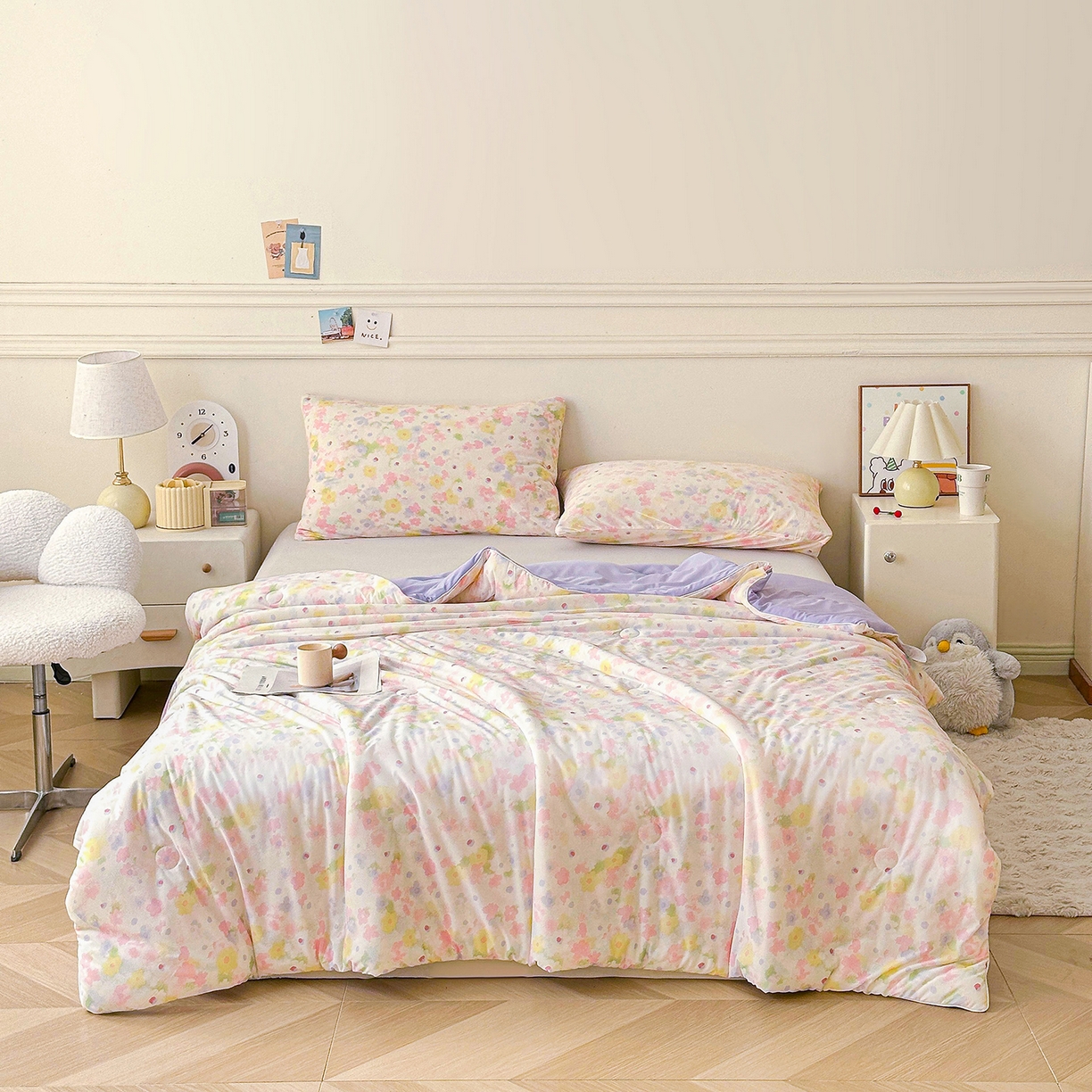 91家纺网 家纺一手货源 找家纺 悦织语 2026新款凉感丝（含氨纶）双面凉感冰丝夏凉被空调被 花间集