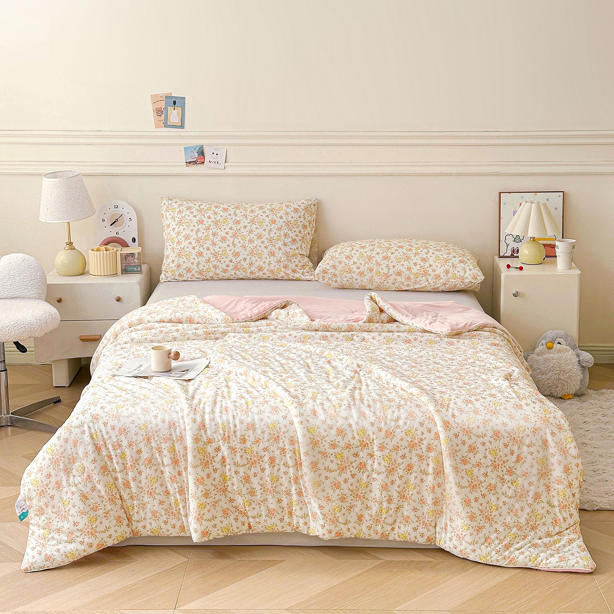 91家纺网 家纺一手货源 找家纺 悦织语 2026新款凉感丝（含氨纶）双面凉感冰丝夏凉被空调被 花蔓