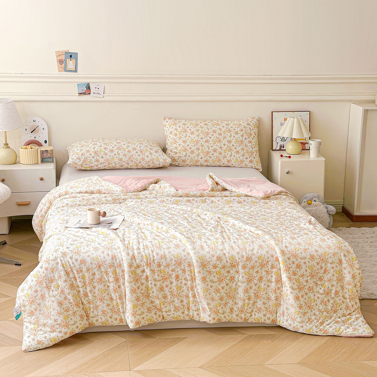 91家纺网 家纺一手货源 找家纺 悦织语 2026新款凉感丝（含氨纶）双面凉感冰丝夏凉被空调被 花蔓