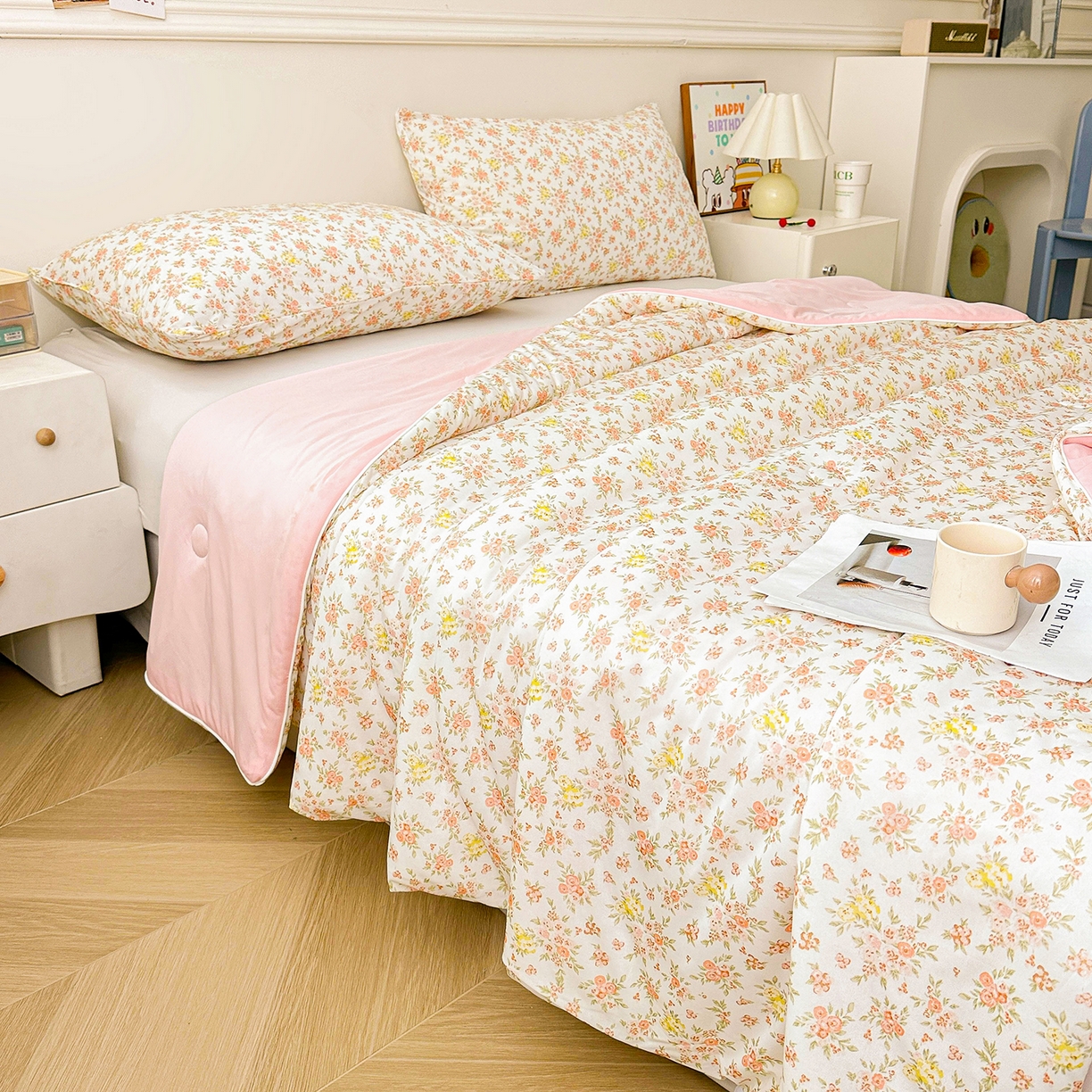 91家纺网 家纺一手货源 找家纺 悦织语 2026新款凉感丝（含氨纶）双面凉感冰丝夏凉被空调被 花蔓