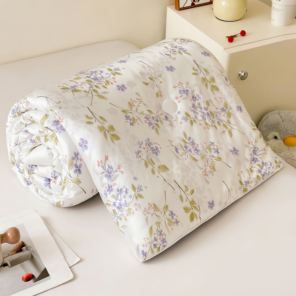 91家纺网 家纺一手货源 找家纺 悦织语 2026新款凉感丝（含氨纶）双面凉感冰丝夏凉被空调被 花漾