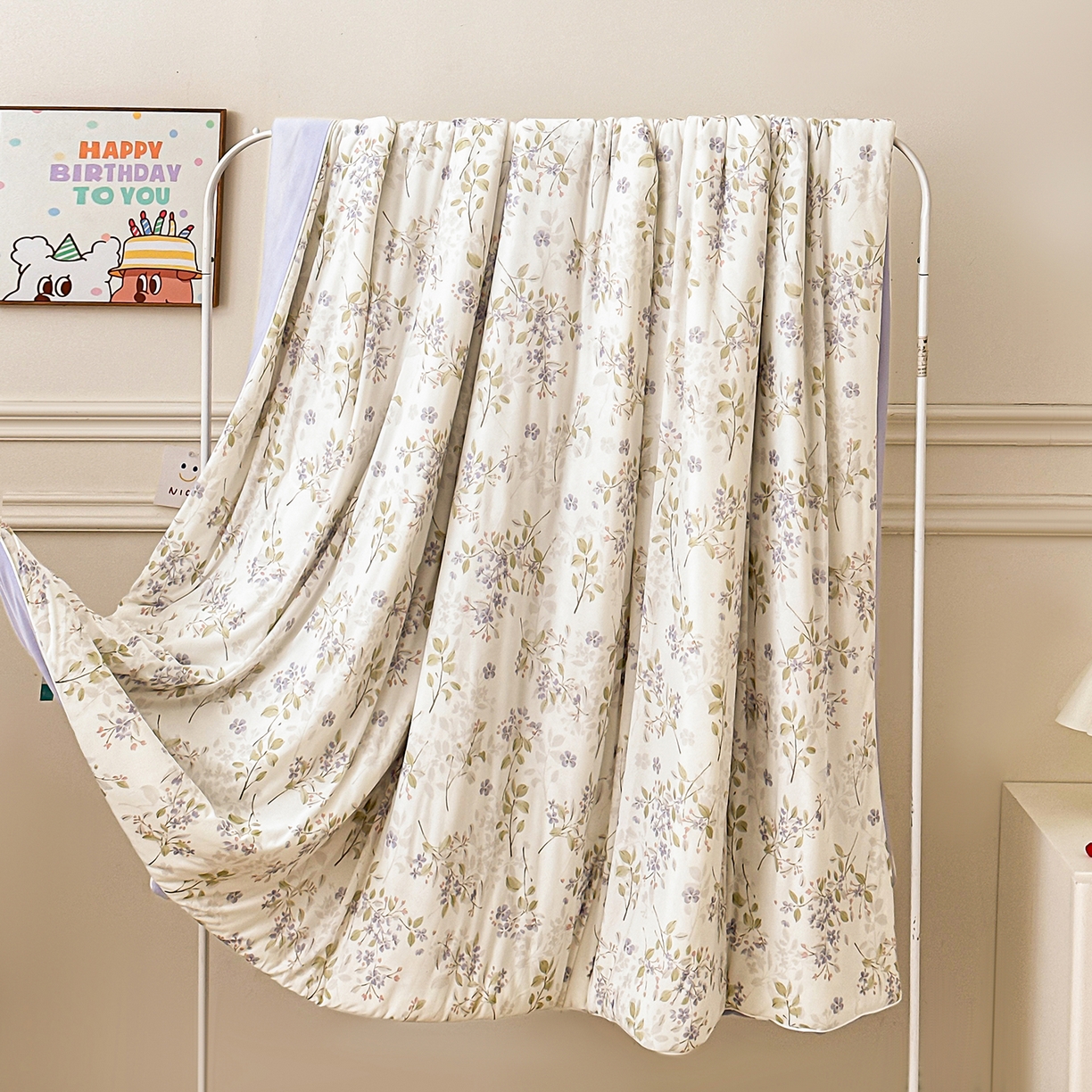 91家纺网 家纺一手货源 找家纺 悦织语 2026新款凉感丝（含氨纶）双面凉感冰丝夏凉被空调被 花漾