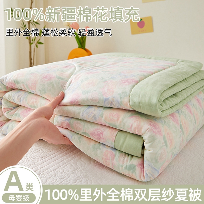 91家纺网 家纺一手货源 找家纺 （总）海洋家纺 2026新款全棉双层纱夏被被子被芯  风格一