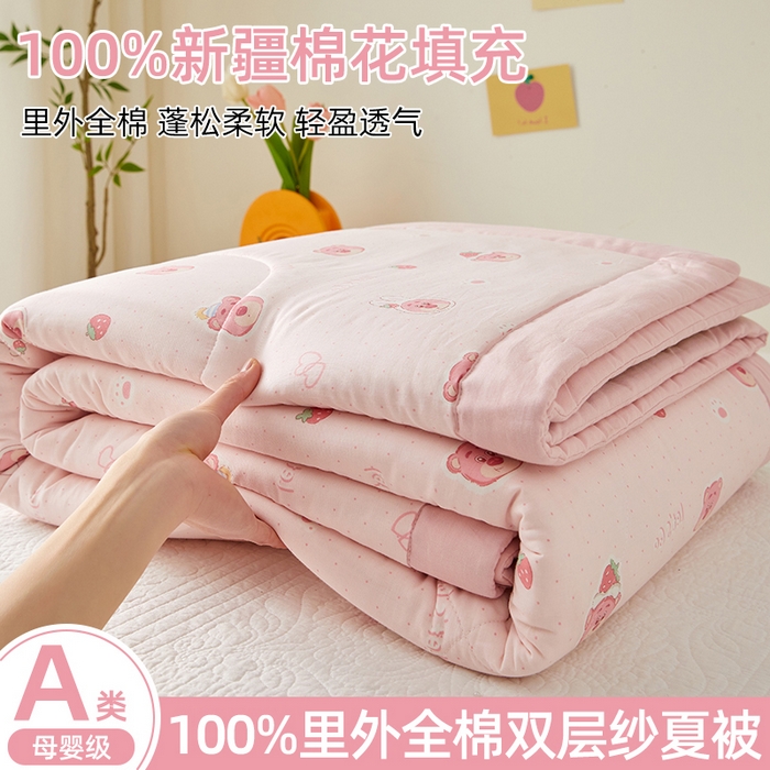 91家纺网 家纺一手货源 找家纺 （总）海洋家纺 2026新款全棉双层纱夏被被子被芯  风格一